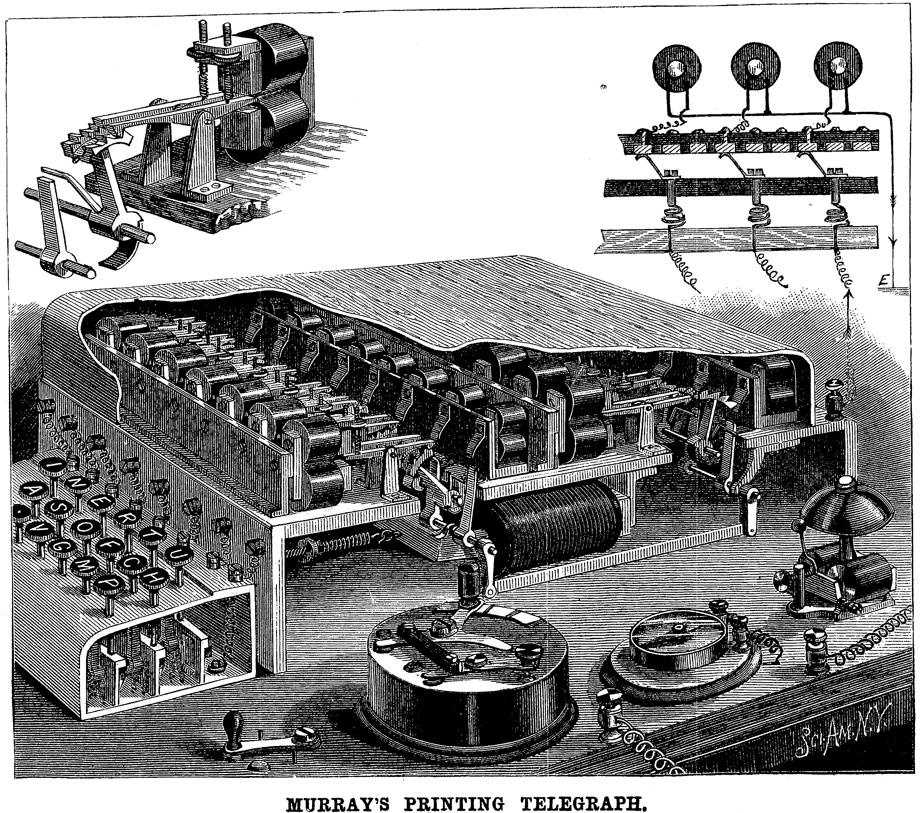 サイエンティフィック・アメリカン誌1893年7月29日号に掲載されたマレーの遠隔タイプライター