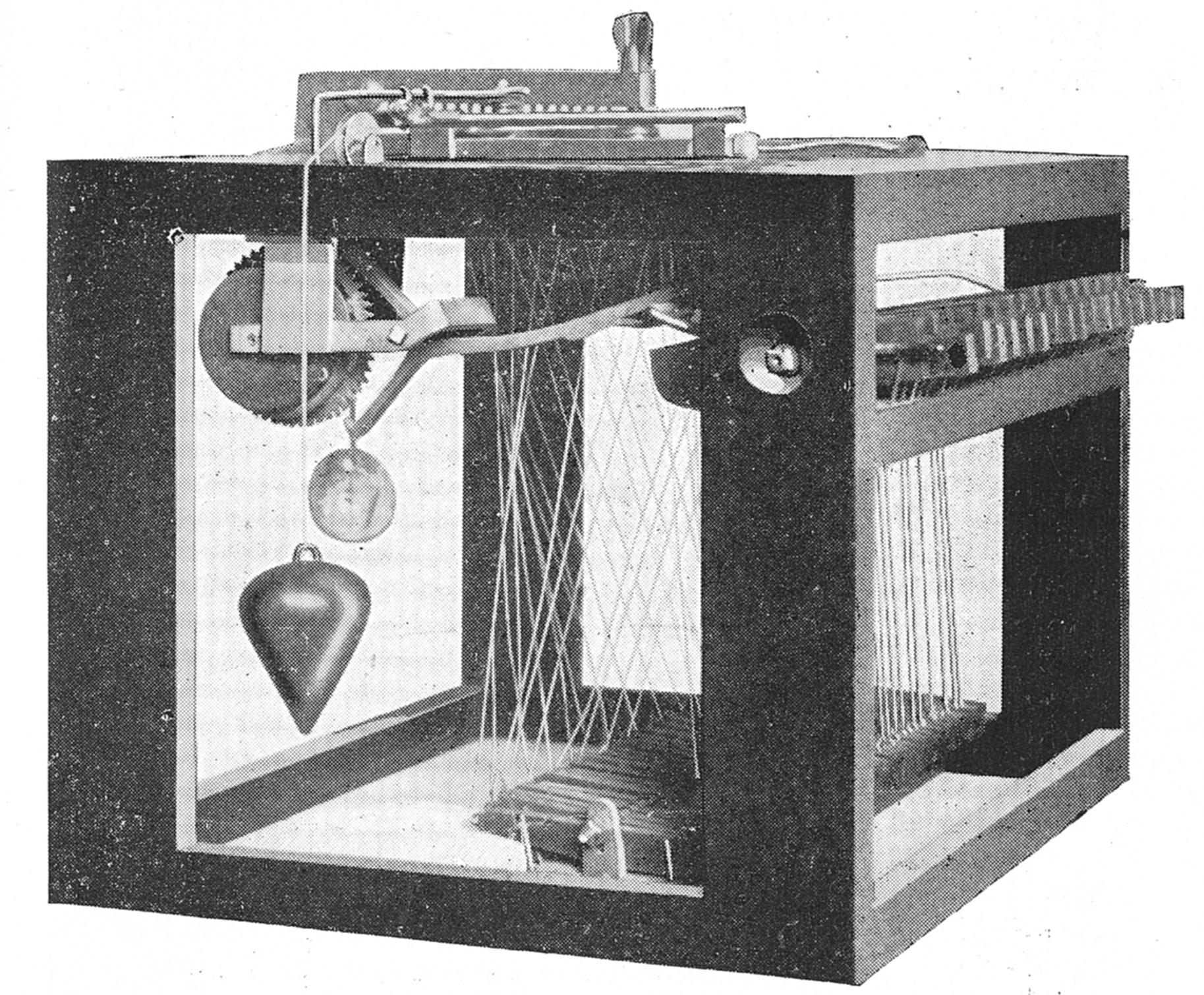 1867年10月にショールズ、グリデン、ソレーが特許を出願したタイプライター（復元図）