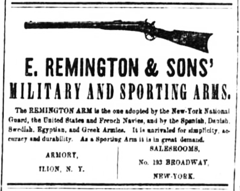 E・レミントン&サンズ社の広告（『New-York Daily Tribune』1871年11月18日）