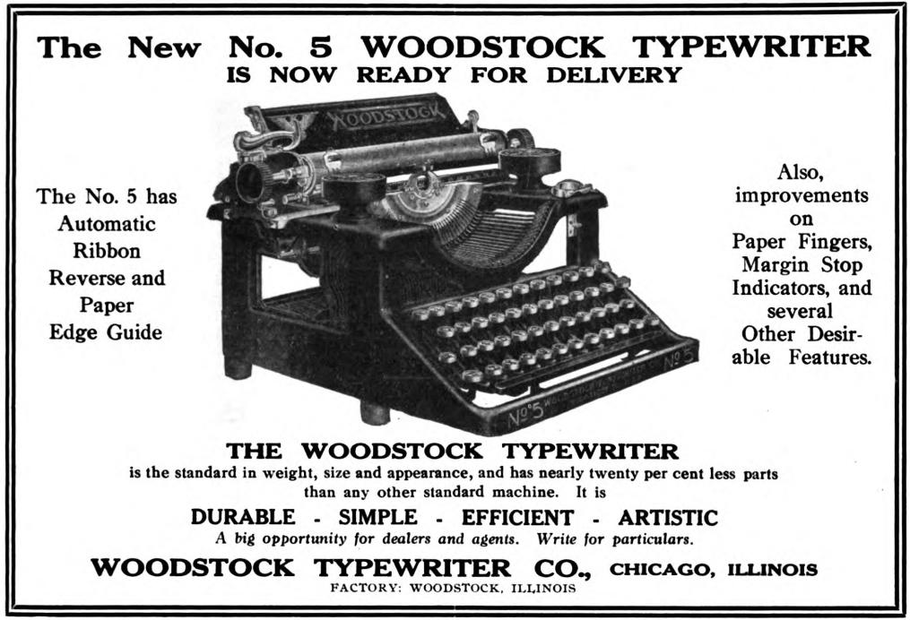 広告の中のタイプライター 49 Woodstock Typewriter No 5 タイプ
