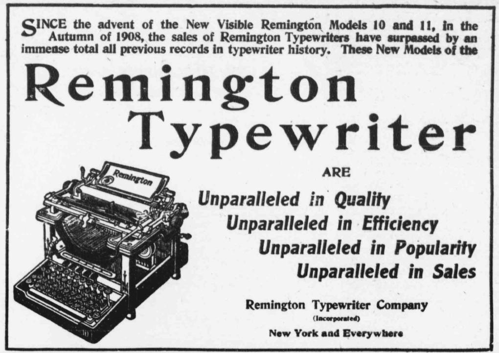 広告の中のタイプライター 72 Remington Standard Typewriter No 10