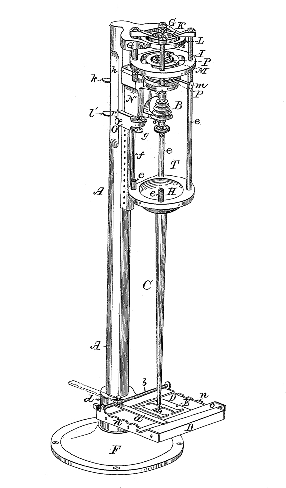 ベントン彫刻機の初期型「Punch Cutting Machine」（特許明細書より）