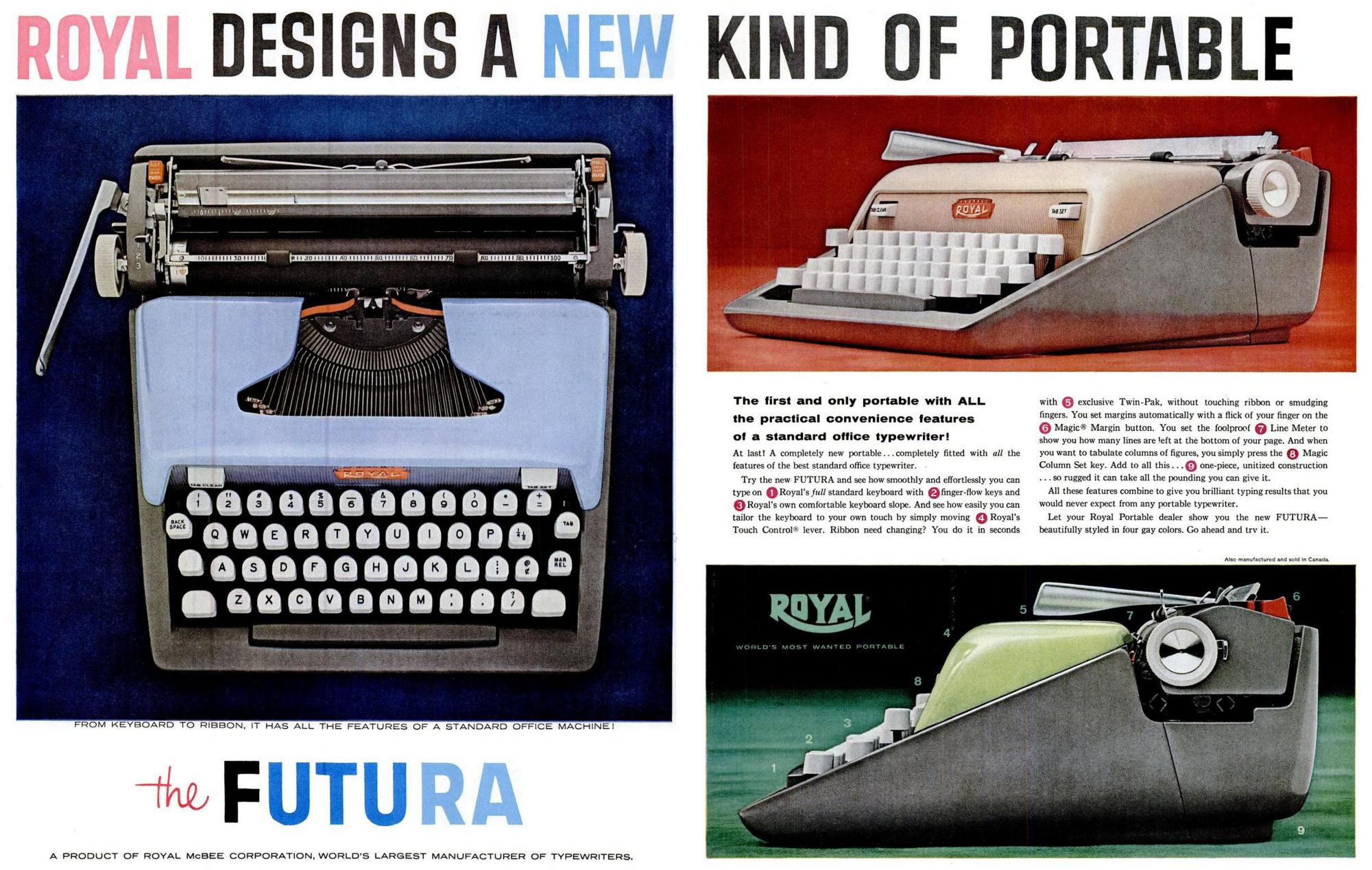 広告の中のタイプライター(28)：Royal Futura 800 | タイプライターに